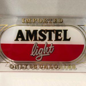 Vintage Amstel Light Imported Beer Sign, 18 x 10 Plastic, Preowned